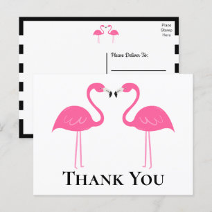 Postal Boda Flamingo Rosa Negro Beach Gracias