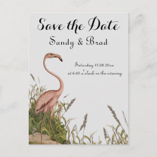 Postal Boda Flamingo Vintage Watercolor Save Date