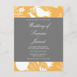 Postal Boda Floral Amarillo Gris Botánico Moderno Tulipán