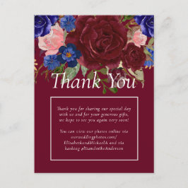 Postal Boda Floral Azul Borgoña Elegante De Presupuesto
