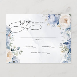 Postal Boda Floral Azul Dusty Botánica RSVP