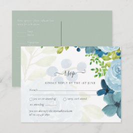 Postal Boda Floral Azul Dusty Presupuestario