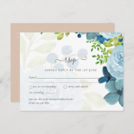 Postal Boda Floral Azul Dusty Presupuestario