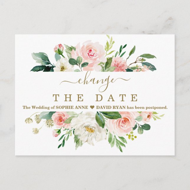 Postal Boda floral blanca de Rubor postergó nuevo plan (Anverso)