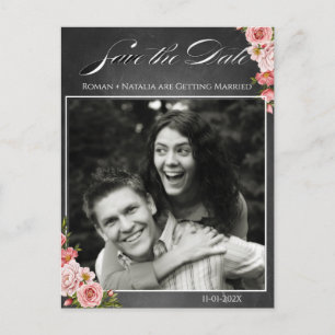 Postal Boda floral boho de pizarra vintage
