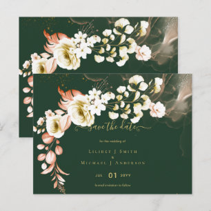 Postal Boda Floral Boho Verde Esmeralda