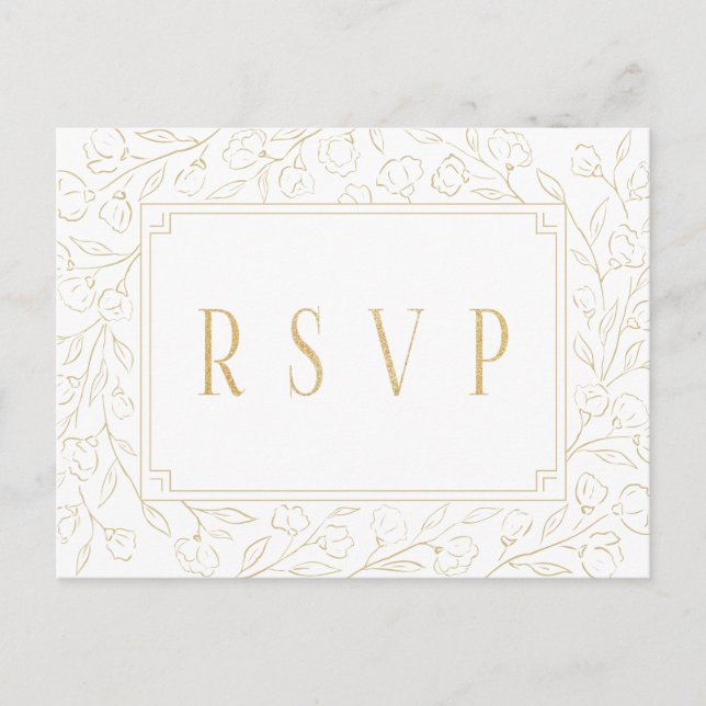 Postal Boda floral clásico Elección de comida RSVP (Anverso)