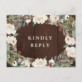 Postal Boda floral de acuarela de invierno RSVP