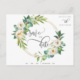 Postal Boda floral de color amarillo blanco verde salva l