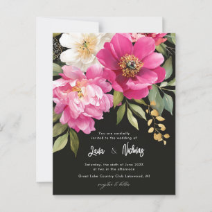 Postal Boda floral de color rosa y blanco