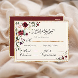 Postal Boda floral de Eucalyptus de Borgoña RSVP