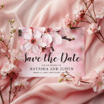 Postal Boda floral de flores rosa salva la fecha<br><div class="desc">Elegante primavera salve la postal de fecha con hermosas flores de flores rosadas y una boda ahorra la plantilla de fecha que es fácil de personalizar.</div>