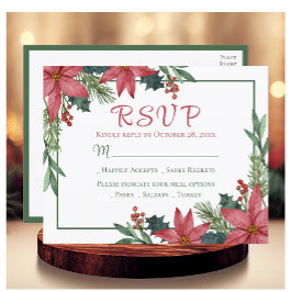 Postal Boda Floral de Navidades Rojos de Poinsettia RSVP