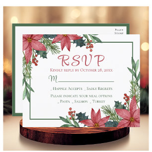 Postal Boda Floral de Navidades Rojos de Poinsettia RSVP