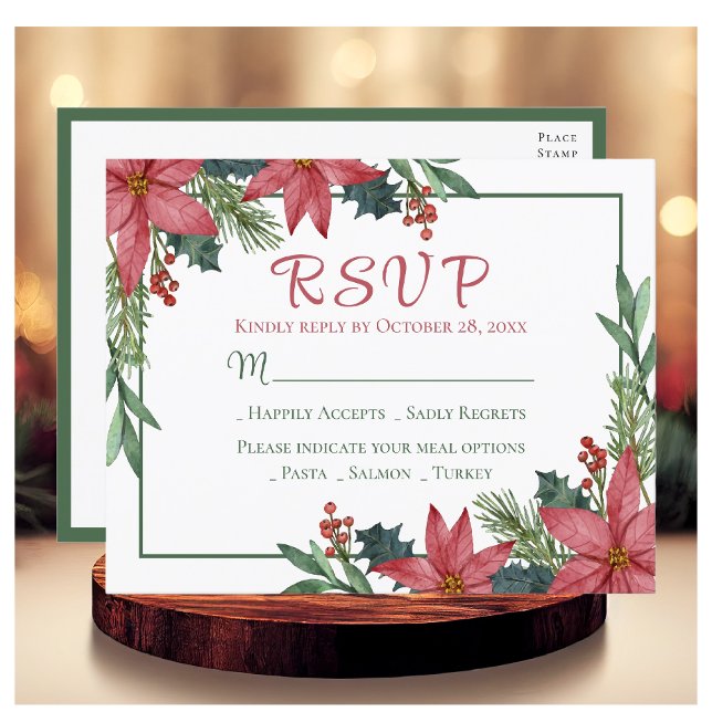 Postal Boda Floral de Navidades Rojos de Poinsettia RSVP (Subido por el creador)