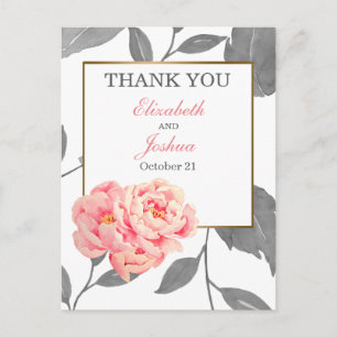 Postal Boda FLORAL DE PINK PEONY Gracias