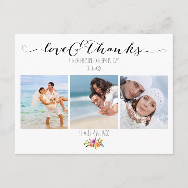 Postal Boda Floral de PixDezines Gracias (Anverso)