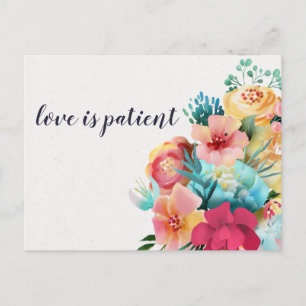 Postal Boda floral El amor es el paciente el cambio de fe