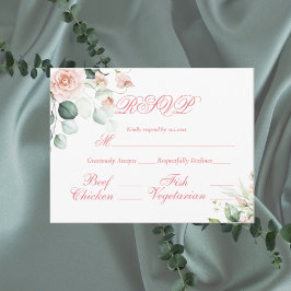 Postal Boda Floral Elegante Guión Rosa Presupuesto RSVP