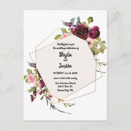 Postal Boda floral geométrica