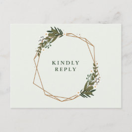 Postal Boda floral geométrica RSVP