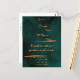 Postal Boda floral Mar profundo color de agua verde oscur