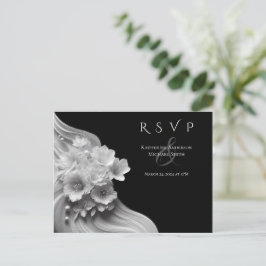 Postal Boda floral moderno negro y blanco