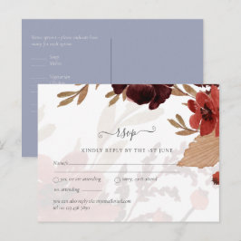 Postal Boda Floral Naranja Borgoña de Otoño con Presupues
