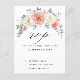 Postal Boda Floral Rosa de Peach Pastel de verano medio R