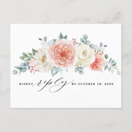 Postal Boda Floral Rosa de Peach Pastel de verano medio R