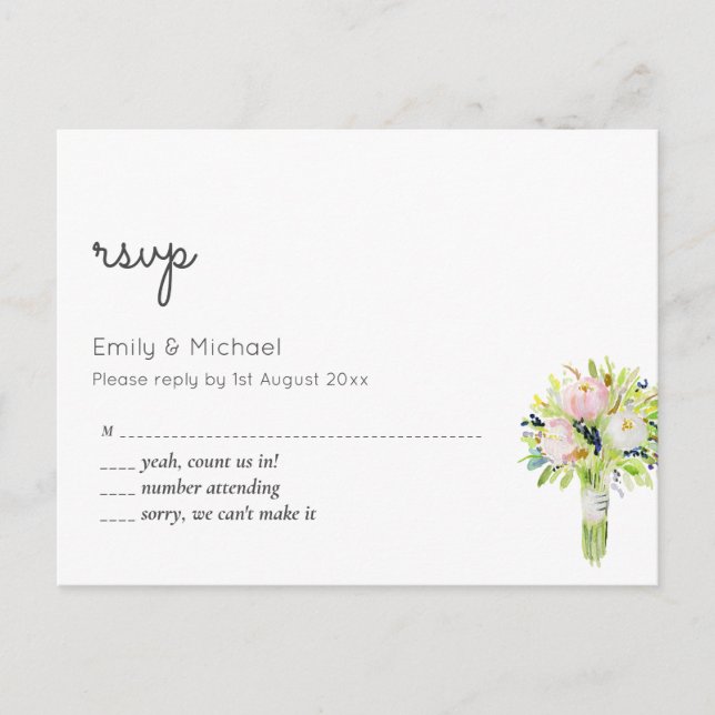 Postal Boda floral RSVP (Anverso)