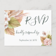 Boda floral RSVP de pasto tropical