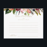 Postal Boda Floral Tropical Boho de la pluma salvaje de o<br><div class="desc">Esta tarjeta dorada de consejos de boda floral de pluma salvaje es perfecta para un boda rústico. El diseño está formado por plumas salvajes marrones pintadas a mano, flores amarillas, blancas, violetas, rosas, ruidosas, burdeos y bayas azules dispuestas en bonitos ramos. Estas tarjetas son perfectas para un boda, una ducha...</div>