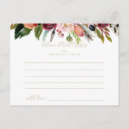 Postal Boda Floral Tropical Boho de la pluma salvaje de o