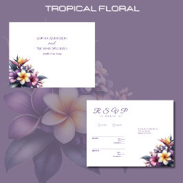 Postal Boda-Floral Tropical-RSVP-Postcard