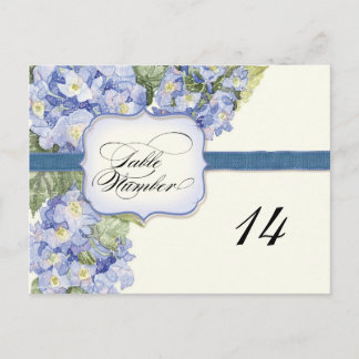 Postal Boda formal floral con soporte de hidrangea azul