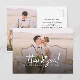 Postal Boda Foto Love Heart Script Gracias
