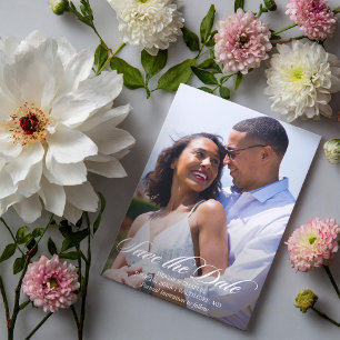 Postal Boda fotográfica de Romance radiante salva la fech