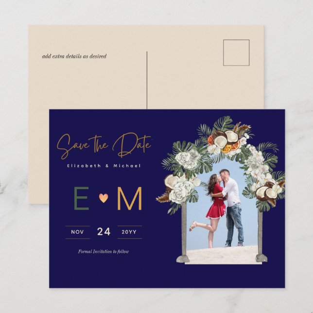 Postal Boda fotográfica Salven la fecha de la Marina Terr (Anverso / Reverso)