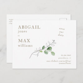 Postal Boda fotográfico botánico blanco salve nuestra fec