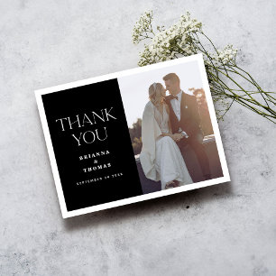 Postal Boda fotográfico clásico blanco negro gracias