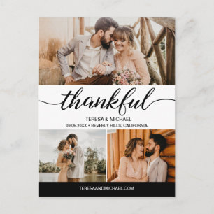 Postal Boda fotográfico clásico con guión de agradecimien