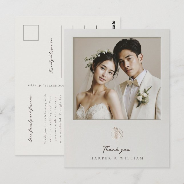Postal Boda fotográfico con marcos de agradecimiento Post (Anverso / Reverso)