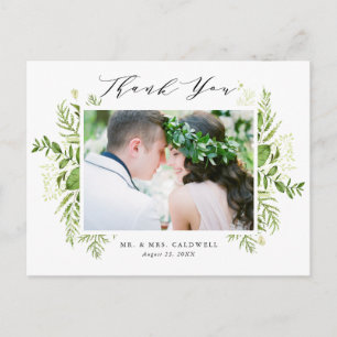 Postal Boda fotográfico de acuarela Gracias
