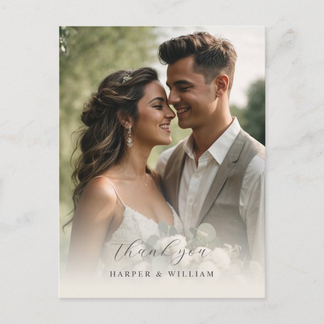 Postal Boda fotográfico de algodón suave (Anverso)