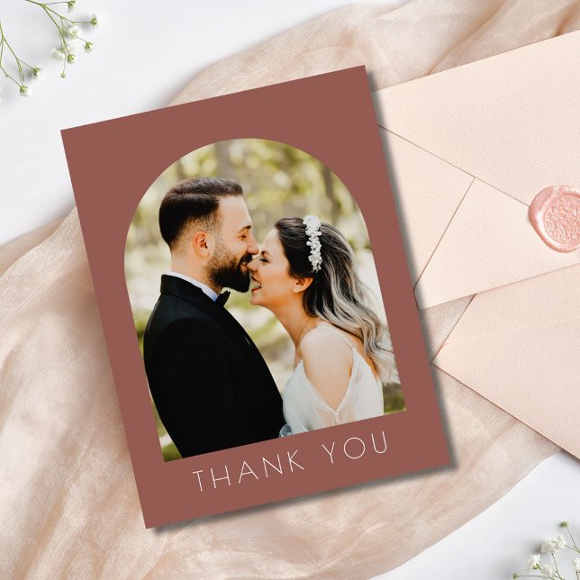 Postal Boda fotográfico de arte moderno Gracias Postcard (Modern Arch Photo Wedding Thank You Postcard)