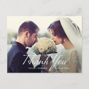 Postal Boda fotográfico de escritura a mano Gracias Postc