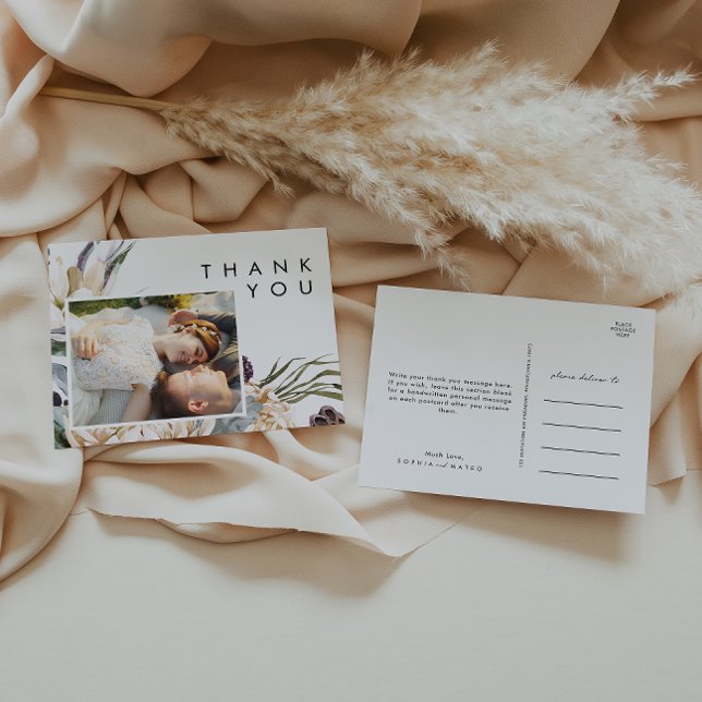 Postal Boda fotográfico de Floral blanca Gracias (Subido por el creador)