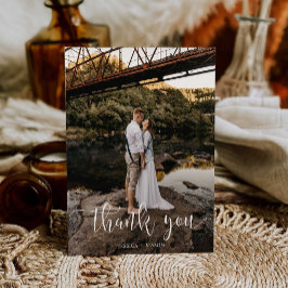 Postal Boda fotográfico de guiones blancos Gracias Postca