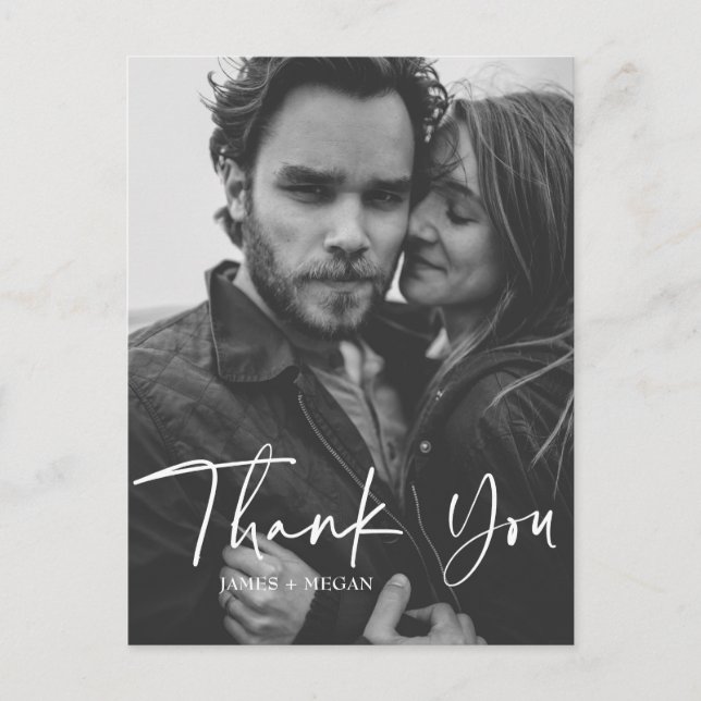 Postal Boda fotográfico de guiones divertidos Gracias (Anverso)